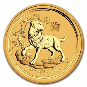 [保証書・カプセル付き] 2018年 (新品) オーストラリア「干支 十二支・戌年 犬年」純金 1/4オンス 金貨