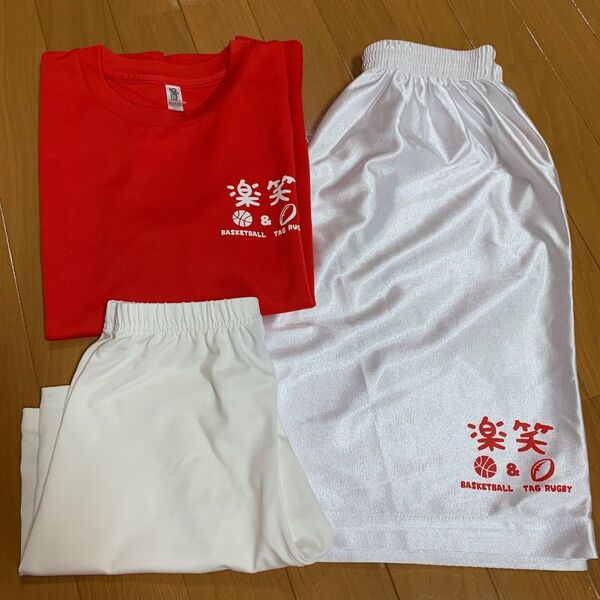 バスケTシャツ バスパン白 アンダーパンツ 3点セット 上下セット ハーフパンツ バスケットウェア