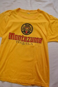 【80'S ビンテージ】Montezuma TEQUILA モンテズマ テキーラ Tシャツ L イエロー SCREEN STARS シングルステッチ