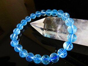 Прозрачный аквамариновый браслет о 8 мм ясного ощущения ясного бледно -голубого ангельского камня из Бразилии из Бразилии