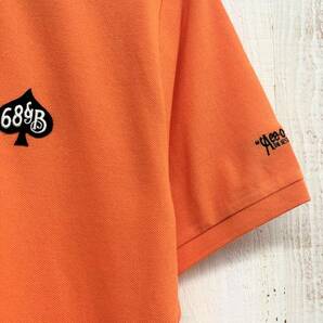 68&BROTHERS NEW YORK シックスティエイトアンドブラザーズ 2819 SPADES 鹿の子地 袖刺繍 ポロシャツ カットソー トップス M size オレンジの画像4
