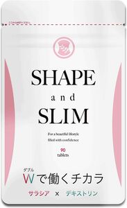 SHAPE and SLIM シェイプアンドスリム サラシア 難消化性デキストリン配合 90粒 腸活　サラサラ