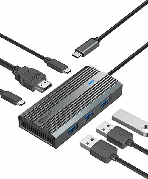 USB C ハブ HDMI 4K 100W 6-in-1 USB-A 3.0ポート USB-C 3.0ポート 5Gbps 