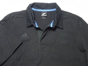 ★アディダス×オールブラックス★半袖ラガーシャツ日本サイズO/黒adidas ALL BLACKSラグビーワールドカップジャージポロシャツ