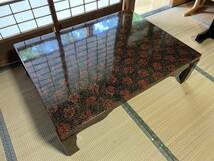 美品！日本伝統工芸 津軽塗 唐塗 座卓 テーブル 大きさ：121㎝×91㎝×高さ33㎝ 重要無形文化財_画像1