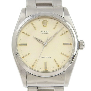 ROLEX Rolex big oyster Precision cal.1210 6424 wristwatch SS silver hand winding men's white face [H151523622] used 