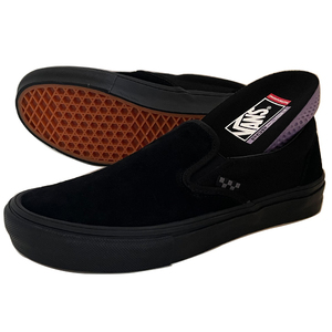 格安VANSバンズ SKATE SLIP ON スリッポンBLACK/BLACKスエード 26.0cm新品未使用オールブラック