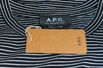 ★【送料無料 新品タグ付き】本物 20FW A.P.C.(APC) アーペーセー コットン100％ ボーダー クルーネック Tシャツ サイズM 半袖 ブラック系_画像5