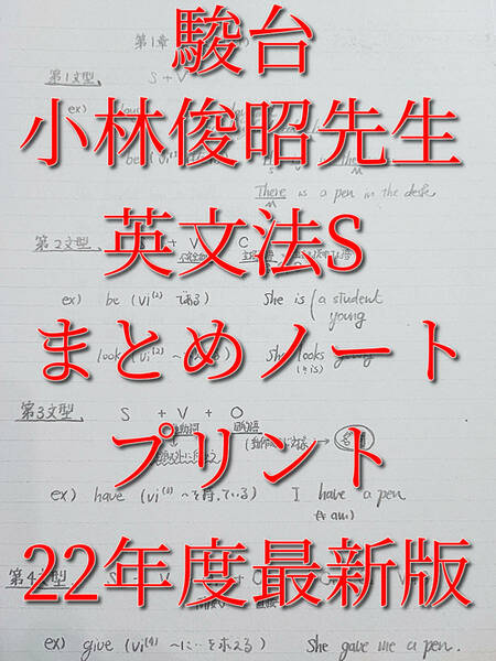 駿台　22年度　小林俊昭先生　英文法Sまとめノート・プリント　コバトシ　鉄緑会　河合塾　東進　SEG 　英語