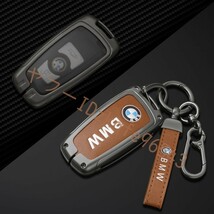 BMW スマート キーケース 車 キーカバー キーホルダー 電波障害なし 優質なTPU材料を使用して 耐衝撃◆B番 深錆色/ブラウン_画像5