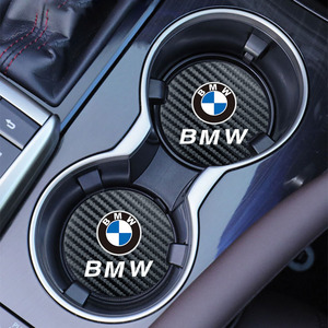 BMW 炭素繊維　カップパッド　ドリンクホルダー　 装飾　ロゴ　コースター　ホルダー 　直径7cm　2枚セット