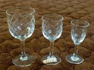 S201 unused crystal Sherry liqueur glass 3 point set sherry glass liqueur glass 