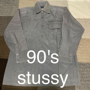 90s vintage stussy shirt old usa製 ビンテージ オールドステューシー ナイロン 長袖 シャツ アメリカ製 アウトドア