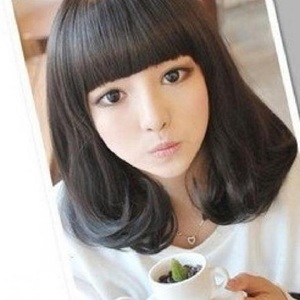 * free shipping *[ black ] Sara gloss .... wig medium attaching wool fashion lady's wig heat-resisting black .