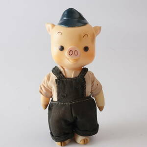 **3 pcs. small pig Boo Foo Woo sofvi approximately 14.5cm NHK puppetry old Bandai Showa Retro that time thing Vintage **