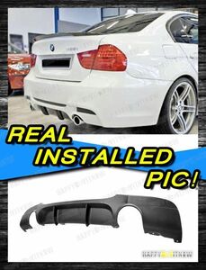 BMW 3シリーズ E90 Mスポーツ セダン リア ディフューザー P型 未塗装 PP素地 両側二本出しマフラー 2005-2008 RF-51572