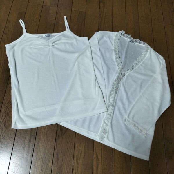 SHELLNAアンサンブルレースフリルカーディガン&キャミソール