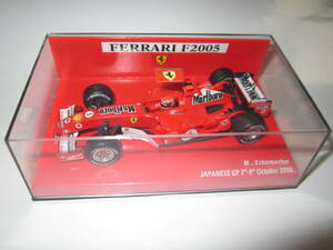 即決 マテル ホットウィール 1/43 フェラーリ F2005 2005年日本GP №1 ミハエル・シューマッハー マルボロ仕様 ミニチャンプス台座