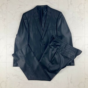 美品 HIGH STREET ハイストリート 光沢 セットアップスーツ ジャケット スラックスパンツ 総裏 メンズ 黒 ブラック サイズL*EC10