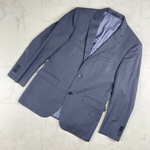 美品 BURBERRY BLACK LABEL バーバリーブラックレーベル ストライプ テーラードジャケット 総裏 メンズ グレーネイビー サイズM*DC507