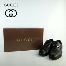 GUCCI グッチ 38 1/2 25.5 ローファー イタリア製 シルバー金具 レディース 本革 レザー 黒 ブラック 箱付き/EC73_画像1