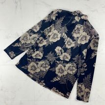 美品 BREVA ZARA 花柄 ベロア ハイネック長袖カットソー レディース トップス 黒 ブラック サイズ40*EC337_画像4