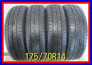 ■中古タイヤ■　175/70R14 84S DUNLOP EC202 ポルテ シエンタ フィット等 夏タイヤ オンロード ４本セット　送料無料　A830