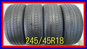 ■中古タイヤ■　245/45R18 100W FORTUNA ECOPLUS UHP シーマ フーガ スカイライン等 夏タイヤ オンロード 激安 送料無料　A869