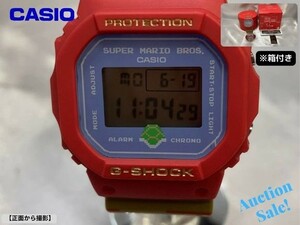【可動品/美品】 CASIO カシオ G-SHOCK スーパーマリオブラザーズ 文字盤/ブルー コラボ腕時計 3229 DW-5600S 箱付属