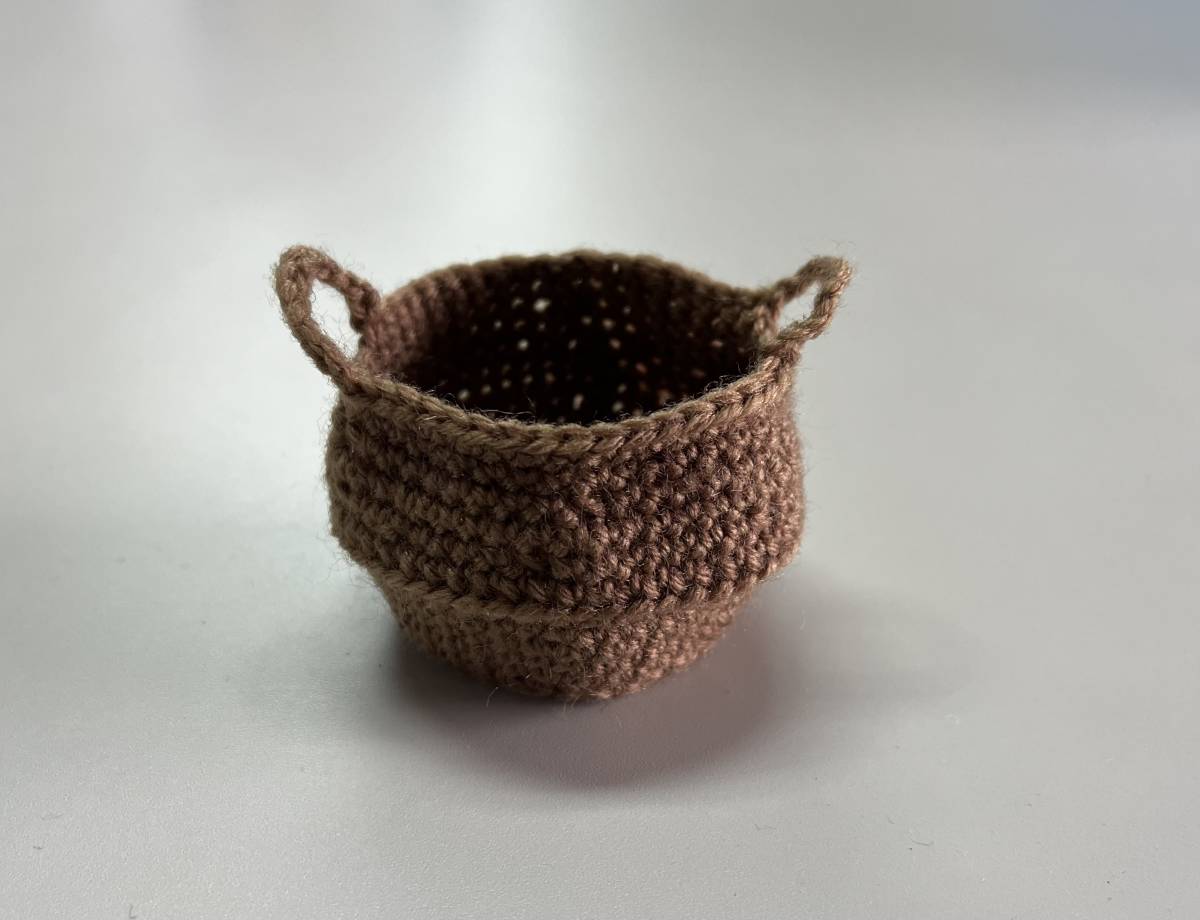 ハンドメイド 手編み バスケット プランターカバー ミニサイズ 高さ約4cm 直