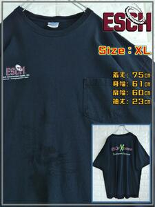 【リメイク】米国輸入 企業ロゴ 漆黒スカルペイント Ｔシャツ　XL 3277