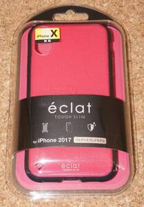 ☆新品★ELECOM iPhone X/XS eclat TOUGH SLIM ガラストップ風 ディープピンク