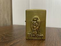 1円スタート 送料無料 Marlboro Zippoライター マールボロ ジッポー オイルライター AntiqueBrass 真鍮 中古品 実物写真_画像1