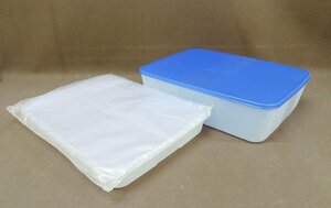 Tupperware　タッパーウェ　スクエア　浅型　保存容器　密閉容器　蓋未開封あり　2個セット　1.3L　3.3L　中古品