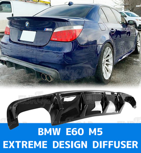 BMW 5シリーズ E60 セダン M5 リア ディフューザー スポイラー 艶あり黒 左右4本出しマフラー 限定色塗装 RF-50576