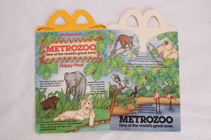 送料無料 クリックポスト ▼ マクドナルド 紙製 ハッピーミールボックス McDONALD 1986年 METROZOO メトロズー