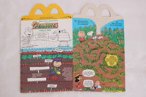 送料無料 クリックポスト ▼ マクドナルド 紙製 ハッピーミールボックス 1989年 McDONALD'S PEANUTS FIELD DAY スヌーピー ピーナッツ