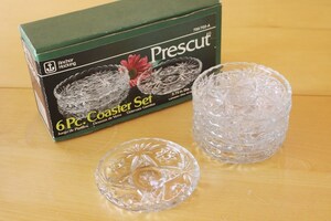 6 piece set! in box mint! * anchor ho  King early american Press cut crystal Coaster 6 pieces set!