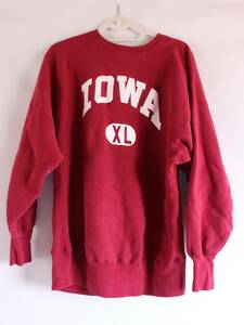 送料無料 Iowa アイオワ大学 90's チャンピオン リバースウィーブ 刺繍タグ ヴィンテージ ラバープリント XLサイズ CHAMPIONREVERSE WEAVE