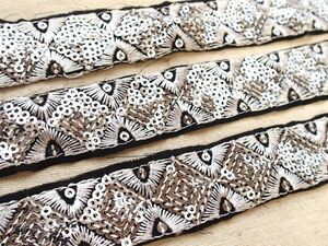 即決 ! 0.5mより スパンコールチロリアンテープ 銀 ダイヤ☆手芸 素材 材料 インド刺繍リボン アラビアン