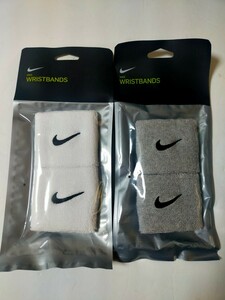 送料無料！即決！ NIKE ナイキ リストバンド 両手用 2個×2袋 【4個組】 ホワイト２個 グレー2個 野球 テニス バスケットボール　