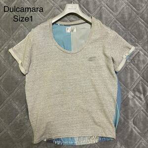 【Dulcamara】切り返しバルーンTシャツ　サイズ1 無印×ストライプ