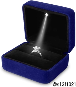 [ free shipping ]LED attaching ring case jewelry gift box display blue 