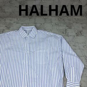 HALHAM ハルハム ブロードビッグレギュラー無地ストライプシャツ W15339