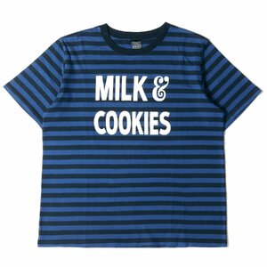 NUMBER (N)INE ナンバーナイン Tシャツ サイズ:4 MILK & COOKIES ボーダー クルーネックTシャツ ブルー ネイビー 青紺 トップス 半袖