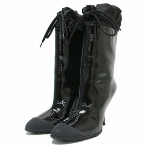 Miumiu Miu Miu Boots Shoes Black Black 36 23,0 см среднего высокого вылета эмали на каблуке кожаная нейлоновая марка