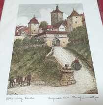 複製画③ Ernst Geissendorfer,Am Marktplatz,Rothenburg ob der Tauber,Portal,Western Germany　西ドイツ 絵画、ミニポスター、印刷画_画像2