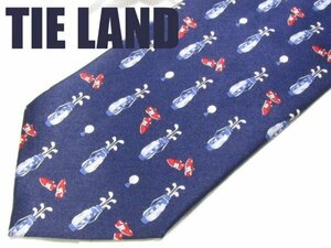 D 236 【ゴルフ】タイランド TIE LAND ネクタイ 青色系 スポーツ ゴルフ プリント