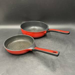 Bellfina/ bell fi-na fry pan 2 point set red cookware 