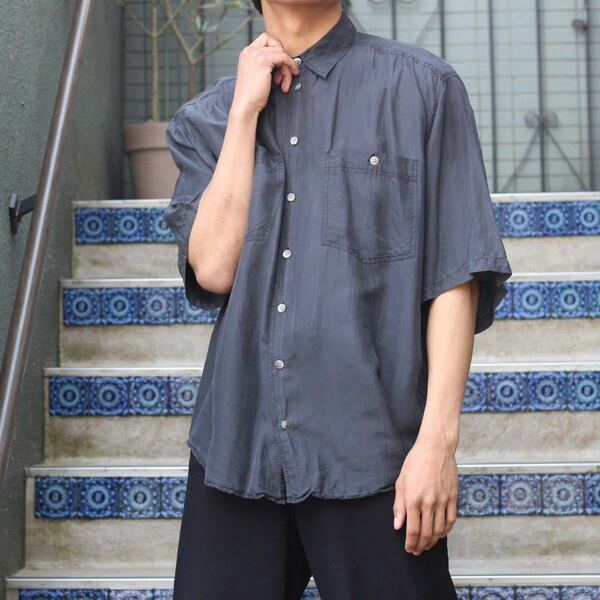 USA VINTAGE YORN for men SILK100% DESIGN SHIRT/アメリカ古着シルク100%デザインシャツ